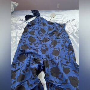 Kate Spade Blue and Black Floral Jumpsuit